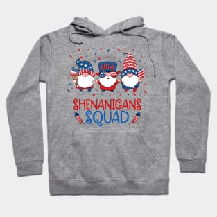 Shenanigans Squad 4th Of July Gnomes USA Independence Day Hoodie